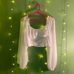 Cropped White Sheer Long Sleeve